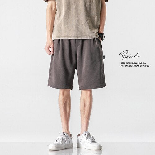 Advbridge Mens Shorts Summer Cargo Solid Color Shorts Fashion Knee Length Drawstring Men Shorts Cotton Work Bermudas Plus Size 2023 E48