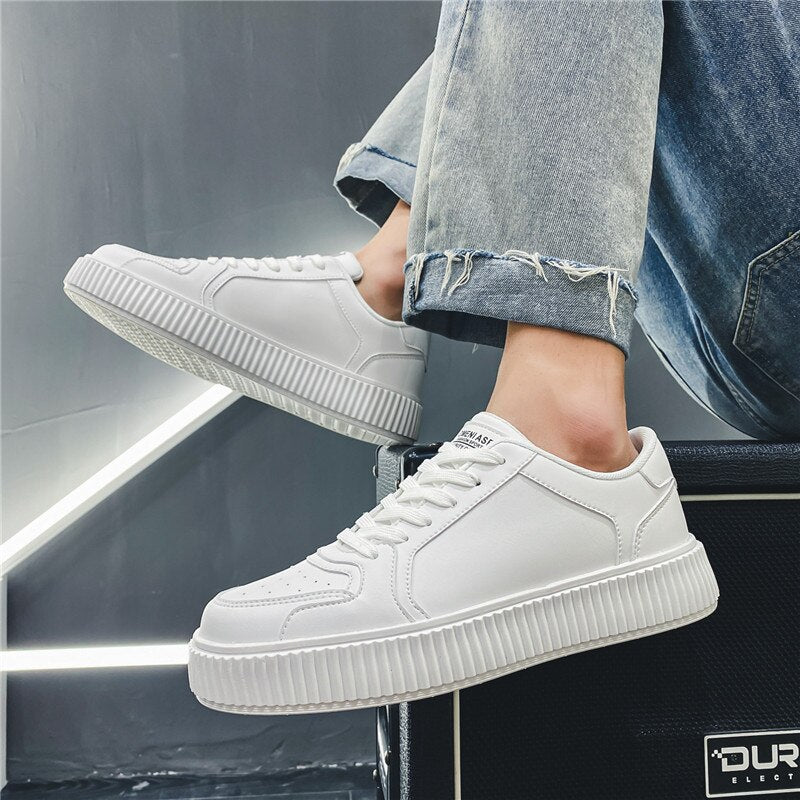 Advbridge Spring Autumn New Flat Casual Shoes for Men Outdoor Fashion White Male Sneakers Pu Leather Non-slip Wear-resistant Solid Color 7