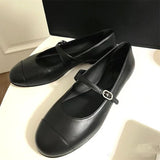 Advbridge Genuine Cow Leather Round Toe Summer Spring Vintage Shoes Mature Sweet Dating Buckle Strap Mary Janes Women Flats