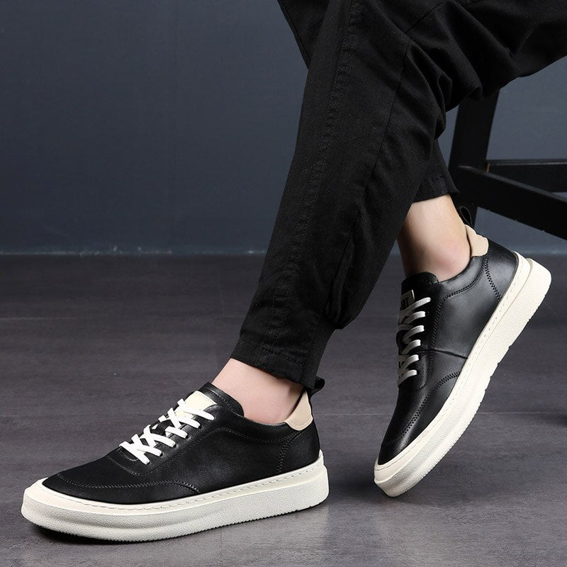 Advbridge Spring Autumn Men Casual Lace-Up Breathable Sneakers Men All-match Shoes Casual Leather Men's  Shoes Comfortable Sneakers