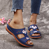 Advbridge Plus Size 42 43 Summer Women Slippers Outside Wedges Shoes Thick Platform Embroidery Flower Womans Sandals Beach Casual Slides