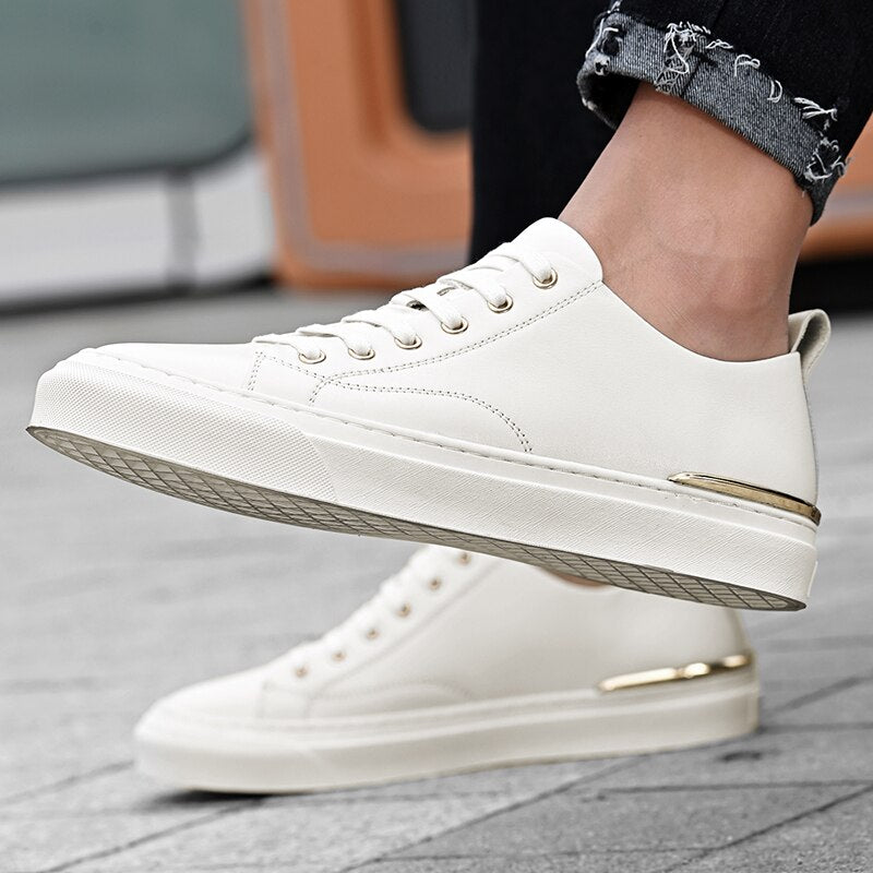 Advbridge Luxury White Men's Casual shoes High Quality Lace-up outdoor flats Genuine Leather man Sneakers Brand Black Designers Footwear