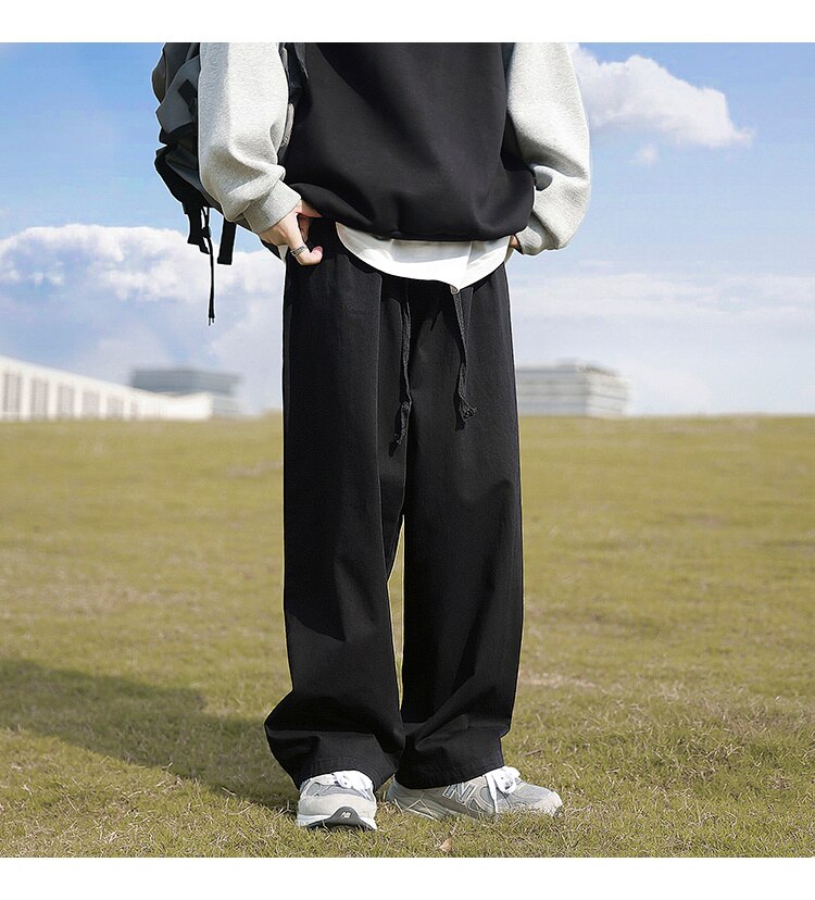 Advbridge Men's Fashion Trend Vintage Casual Pants Loose Cargo Hip Hop Style Trousers Mens Black/Apricot/brown Color Sweatpants M-2XL