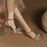 Advbridge Women Sandals Summer OL Pumps For Womans Party Shoes 7cm Thin Heels Transparent Sexy Woman Club High Heels Bow Office High Heels