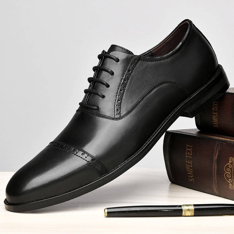 Advbridge Luxury Brand Mens Oxford Shoes Genuine Leather Male Suit Flats Classic Business Shoes Formal Dress Footwear Stylish Derby Shoes