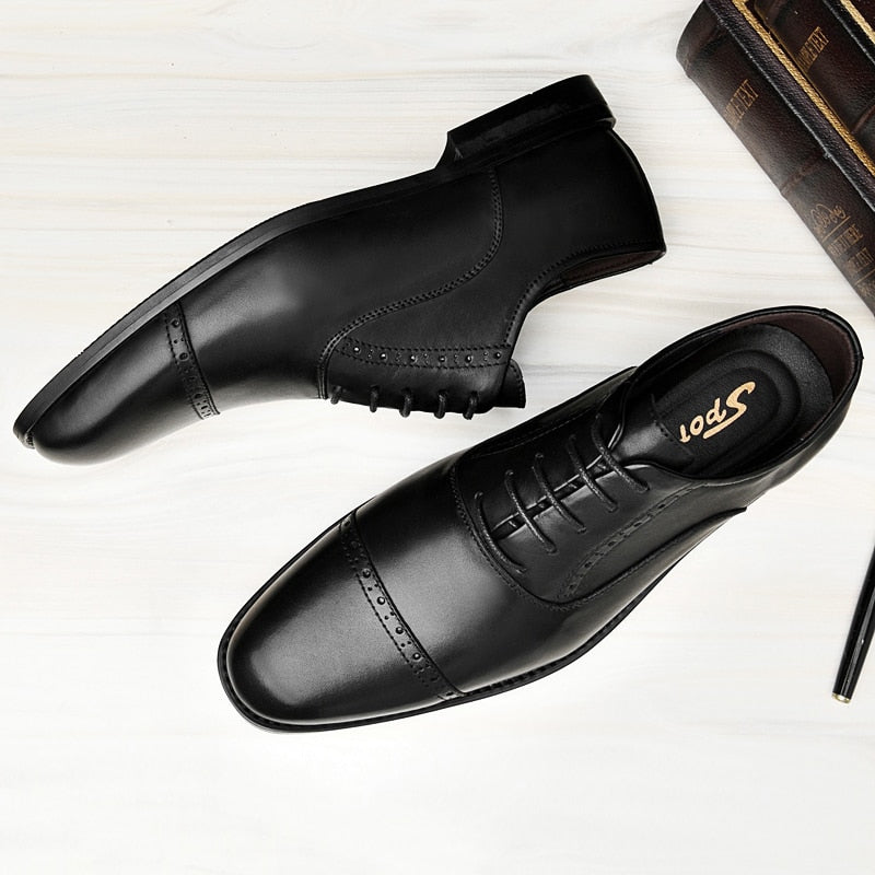 Advbridge Luxury Brand Mens Oxford Shoes Genuine Leather Male Suit Flats Classic Business Shoes Formal Dress Footwear Stylish Derby Shoes