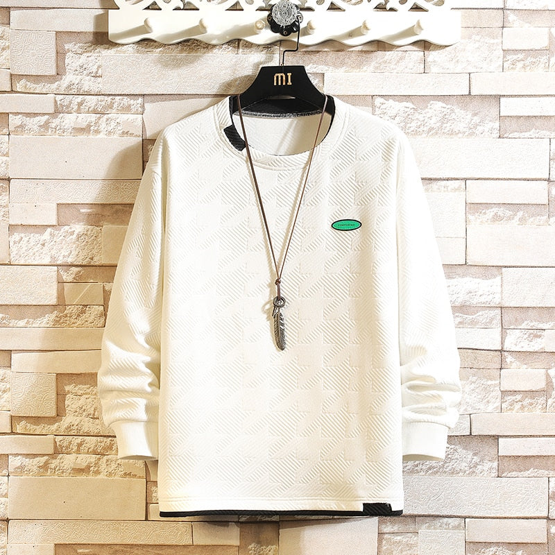 Advbridge Men's Clothing Cotton Sweatshirt Hip Hop Chic Striped Harajuku Sweatshirts Oversized Patchwork sleeves Retro Korean Hoodie