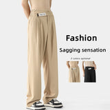 Advbridge New Casual Pants Light&Thin Korean Men's Pants Straight Loose Korean Sweatpants Soft Fashion Wide Leg Long Baggy Trousers