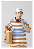 Advbridge Spring Summer Fashion Solid Casual Men's Loose Tess Sporty Cool Boys Soft College Style Pullover Striped Knitted Top Unisex