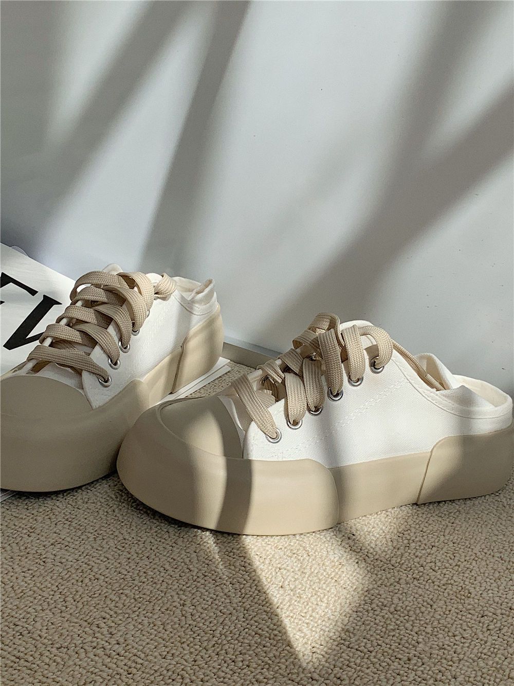 Advbridge Autumn Korean Women's Sneakers Khaki Black Platform Casual Canvas Sports Shoes Running Vulcanize Kawaii Lolita Flat Basket