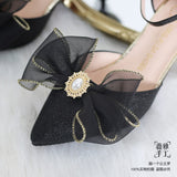 Advbridge French Girl Butterfly Multicolor Lace Bowknot Pearl Sequin Lolita Shoes Pointed Sandals High Heel Victoria Tea Party Cosplay Lol