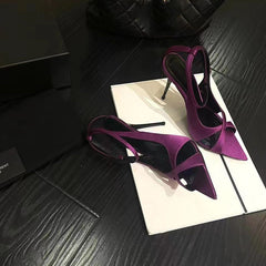 Advbridge Sexy Purple Satin Super High Heels 2023 Spring Summer New Fish Mouth Pointed Toe Sandals Women's Open Toe Stiletto Single Shoes