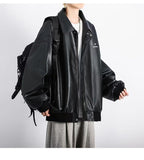 Advbridge Spring Autumn Winter Fashion Men Solid Casual Shirt Loose Pockets Safari Style Leather Jacket Coat Cool Boy Soft