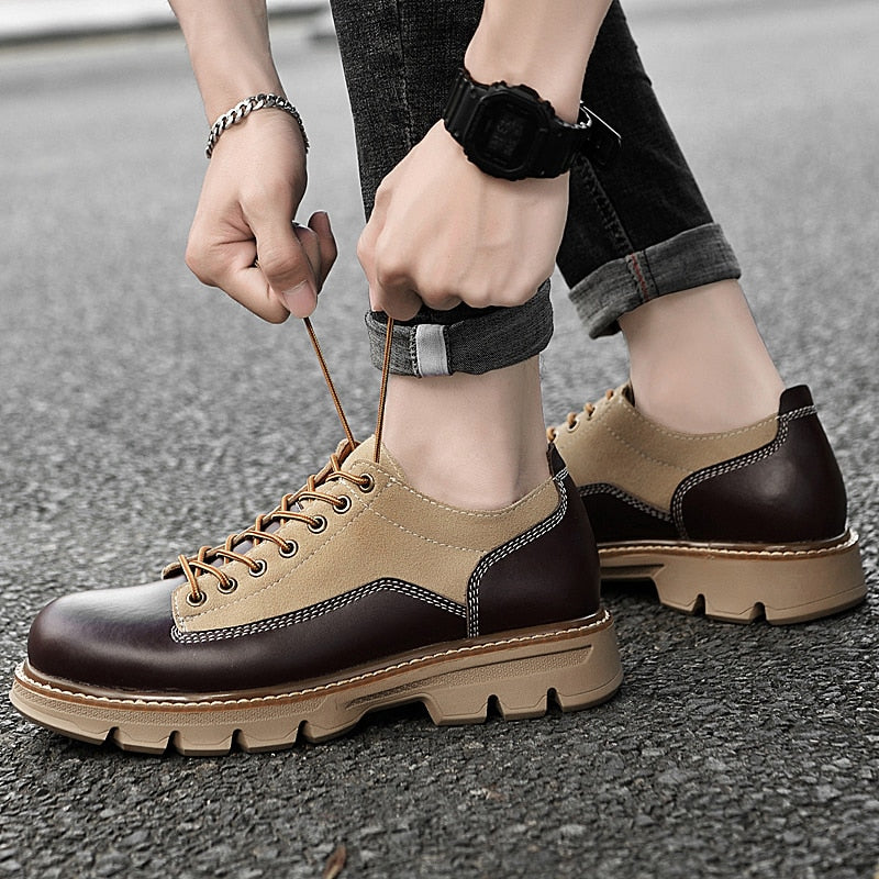 Advbridge Fashion Men Causal Boots Luxury British Premium Men shoes High-end Leather Handmade Dress Boots Quality Platform Leather Shoes