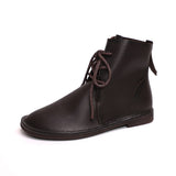 Advbridge Genuine Leather Low Heel Ankle Boots For Women Female Lace Up Soft Soles Shoes Leisure Ladies Flats Boots Big Size 41 42