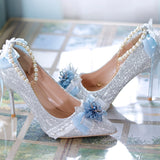 Advbridge Kawaii Romantic Lolita Shoes Pointed Toe High Heels 8cm Vintage Feminine Flower Wedding Women Sandals