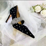 Advbridge Women Pumps 8.5 cm Sexy Shoes Kid Suede Lady High Heels Elegant Party Shoes On Heel With Crystals Pointed Toe
