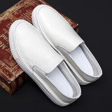Advbridge High Quality Genuine Leather Mens Casual Round Toe Shoes Lightweight Breathable Loafers Men's Slip-on Comfortable Fashion Shoes