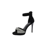 Advbridge Women Sandals Prom Party Dress High Stiletto Heel Sandals One Strap Ankle Zip Designer Pumps Wedding Crystals Shoes femme luxe
