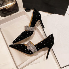 Advbridge Women Pumps 8.5 cm Sexy Shoes Kid Suede Lady High Heels Elegant Party Shoes On Heel With Crystals Pointed Toe