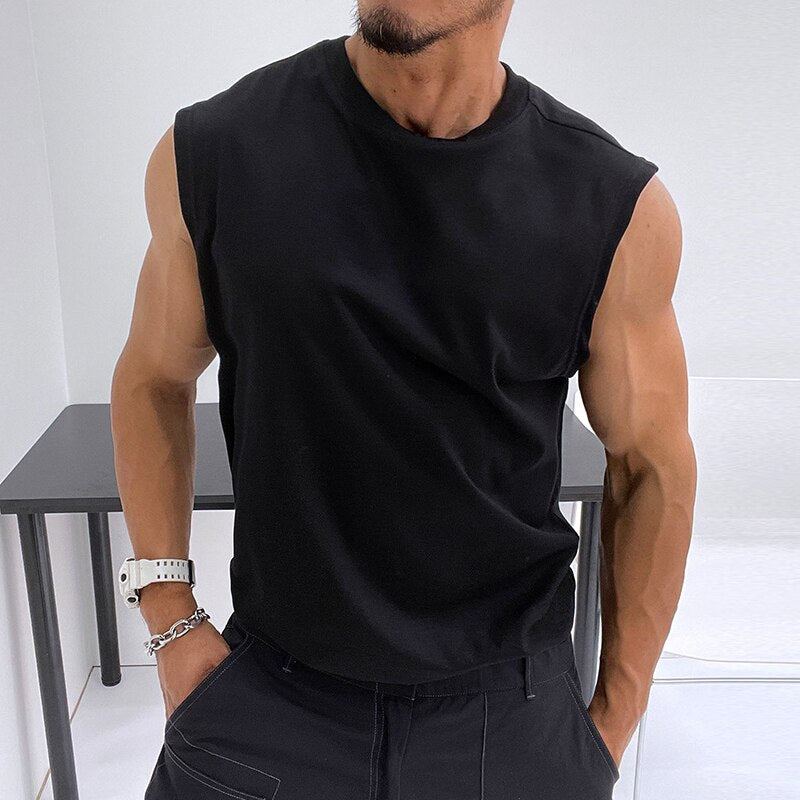 Advbridge Casual Mens Sleeveless Gym Tank Tops 2023 Fashion Slim Summer Shirt Men Clothing New Crew neck Pullover t Shirt Tee Streetwear