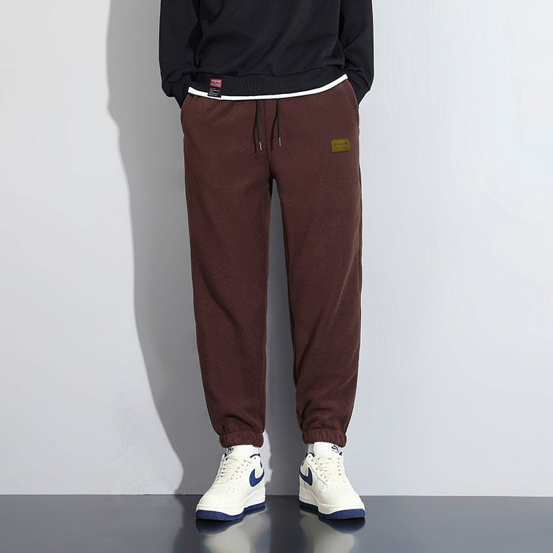 Advbridge New Men Loose Jogging Pants Fashion Autumn Winter Fleece Warm Sweatpants Mens Outdoor Straight Trousers Pantalon Hommes