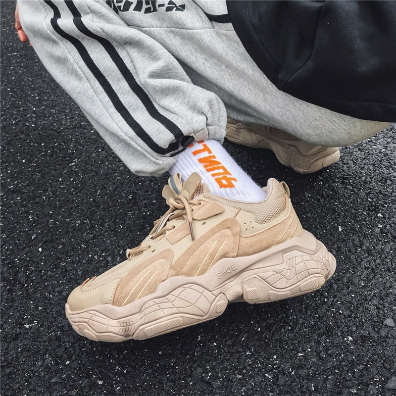 Advbridge Autumn Men Platform Sneakers Mesh Breathable Chunky Shoes Male Trainers Outdoor Lace Up Sports Shoes Walking Footwear