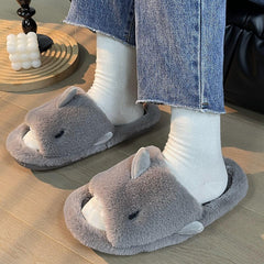 Advbridge Cartoon Miniso Winter Plush Shark Slipper Y2k Girl Fashion Casual Indoor Warm Cute Shoes Women Couple Soft Thick Trendy Shoes