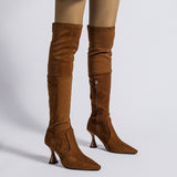 Advbridge Shoes  Women's Rubber Boots Sexy Thigh High Heels High Sexy Luxury Designer Boots-Women Rain Pointy Large Size Leather Ladies Ov