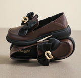 Advbridge New British Style Women Loafers Mary Janes Women's Shoes Round Toe Bowknot Retro All-match Loafers Platform Heels