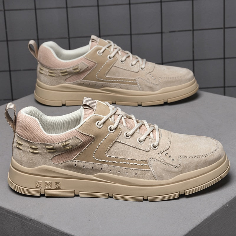 Advbridge New Trend Men Casual Shoes Hot Sale Mens Sneakers Genuine Leather Outdoor Shoes Fashion Lace Up Skateboard Flats Vulcanize Shoes