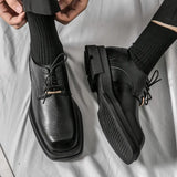 Advbridge Summer Spring Men Platform Leather Shoes Breathable Office Bussiness Formal Shoe Square Toe Male Black White Wedding Dress Shoes