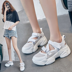 Advbridge 100% Genuine Leather Shoes Women Sneakers Thick Sole Summer Women Sandals Casual Woman Height Increasing White Shoes A3507