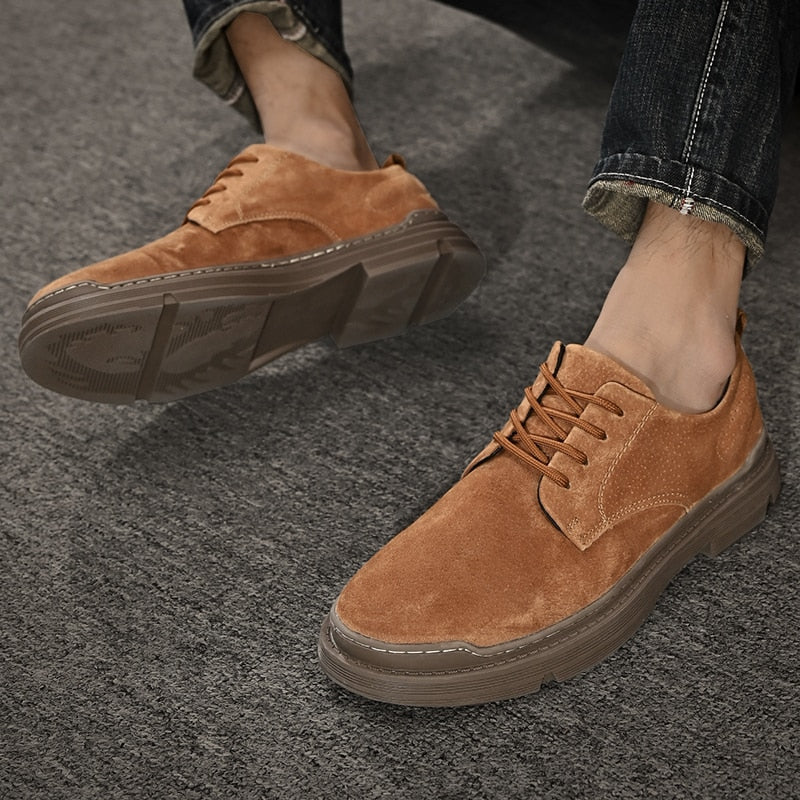 Advbridge Leather Casual Shoes Men Non-Slip for Men Classic Oxfords Shoes Handmade Non-Slip Hiking Shoes Lace-Up New Men's Shoes