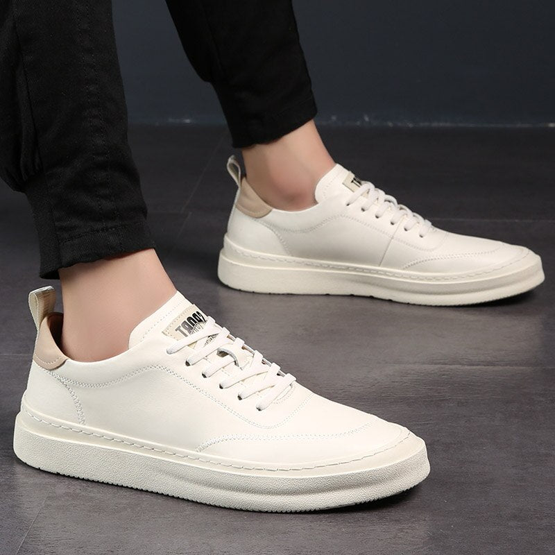 Advbridge New Leather Men's Casual Shoes Fashion Brand male Footwear High Quality Leisure Office shoes classic white daily outdoor flats