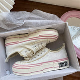Advbridge Kawaii School Student Cute Girl Lolita Canvas Shoes Female Students Summer White Casual Board Shoes Low Heel 2.5cm Flats