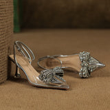 Advbridge Women Sandals Summer OL Pumps For Womans Party Shoes 7cm Thin Heels Transparent Sexy Woman Club High Heels Bow Office High Heels