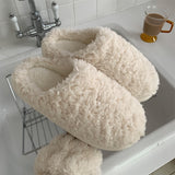 Advbridge Japanese Simple Solid Color House Slippers For Women Girls Cute Fluffy Winter Warm Home Slippers Woman Fur Shoes