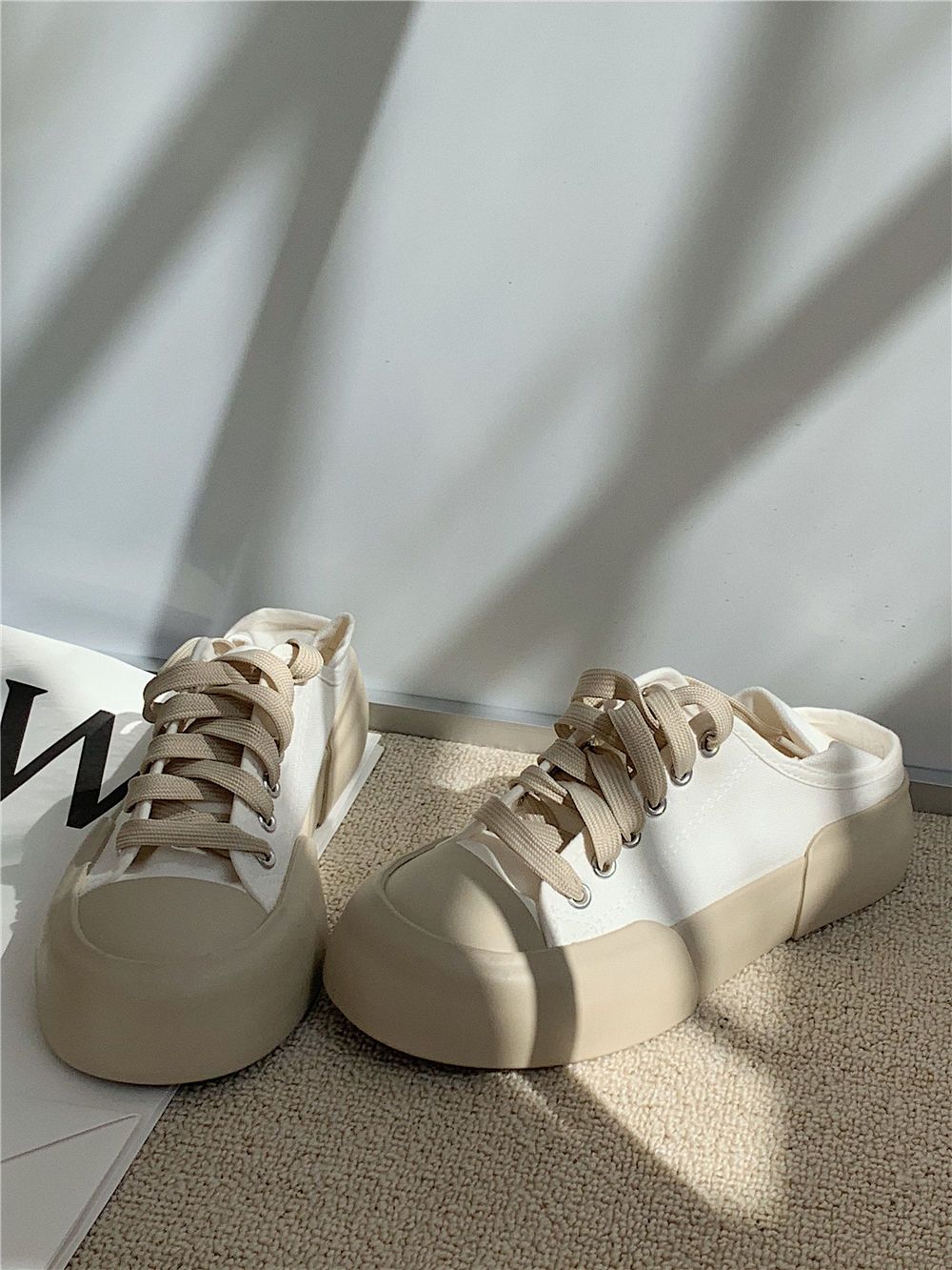 Advbridge Autumn Korean Women's Sneakers Khaki Black Platform Casual Canvas Sports Shoes Running Vulcanize Kawaii Lolita Flat Basket