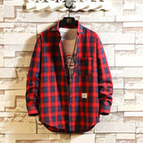 Advbridge Spring Men's Flannel Cotton Long Sleeve Plaid Shirt  High Quality Button Down Casual Shirt For Men Slim Fit  Fashion All-match