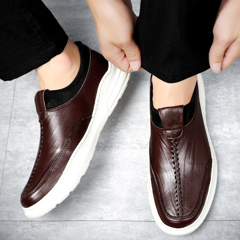 Advbridge men Loafers Genuine Leather Slip On Casual Men Shoes Brand Blue Loafers Man Mocasines Hombre Breathable Flats Male Footwear
