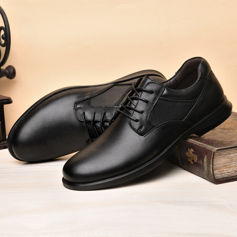 Advbridge men dress shoes Genuine Leather Fashion Men Business Dress Oxford outdoor lace up Breathable Formal Wedding Shoes for men