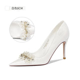 Advbridge French Wedding Female Main Wedding Dress Two Wear New Bride Shoes White High-heeled Crystal Shoes Don't Tire Your Feet