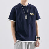 Advbridge Summer Men's T-Shirt Young Chest Pocket Design Losse Casual Short Sleeved Shirt Fashion Hip Hop Unisex College Simple Top 2023