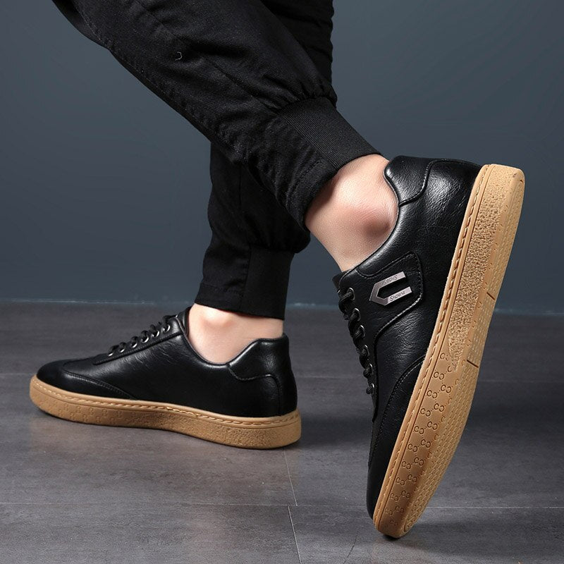 Advbridge Spring Autumn New Men Shoes Fashion Casual Skateboard Shoes Men Leather Walking Work Oxfords Business Hip Hop Mens Sneakers