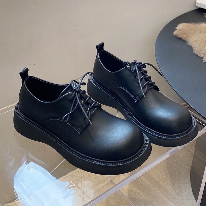 Advbridge Fashion Female Shoes Casual Outside Round Toe Flats Student Uniform Lolita Platform Rubber Ladies Loafers  Women Mary Janes