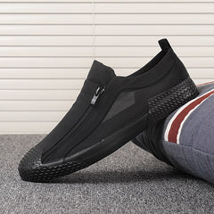 Advbridge Summer Mens Vulcanize Shoes Fashion Canvas Sneakers Side Zipper Men Casual Shoes Light Breathable Outdoor Driving flat Loafers