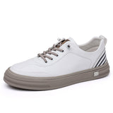 Advbridge Color Matching Men Casual Leather Shoes Handmade Male Sneakers New Arrival Fashion Flats Skate Shoes Men Leisure Vulcanize Shoes