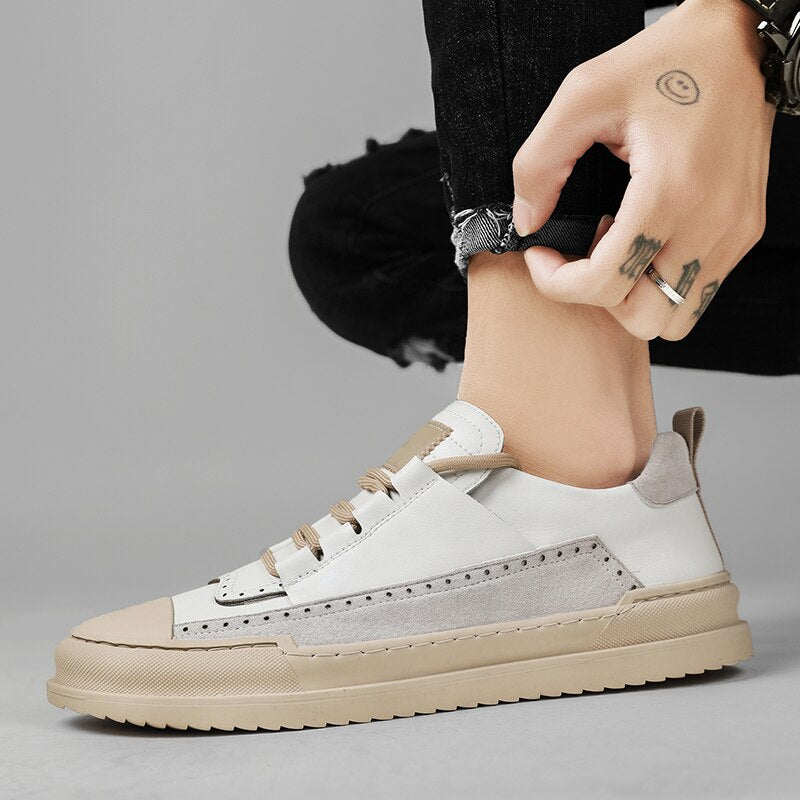 Advbridge Brand Fashion Classic Male Casual Genuine Leather Shoes Men's Walking  School Lace-Up Outdoor Breathable Comfortable Shoes