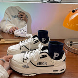 Advbridge Fashion Zapatillas Mujer Spring Letter Embroidery Casual Woman Vulcanize Shoes Patchwork Students Outdoor Sports Sneakers